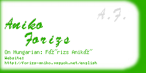 aniko forizs business card